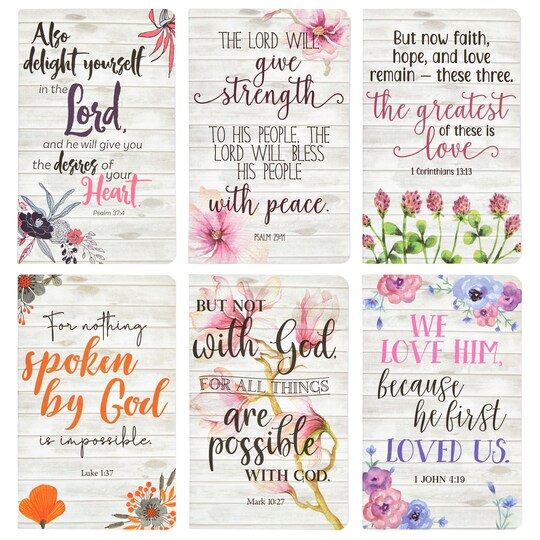 Juvale Prayer Journals for Women - 6-Pack, 5 x 8 In, Floral Cover, 80 Pages - Christian Notebook for Women